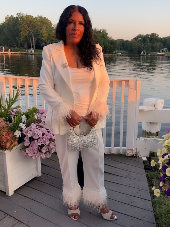 Ellae' Lisque' Pants - ☆☆Influencer Fave~Ellae' Lisque', "She Has Arrived White Feather Suit, Sz 1X